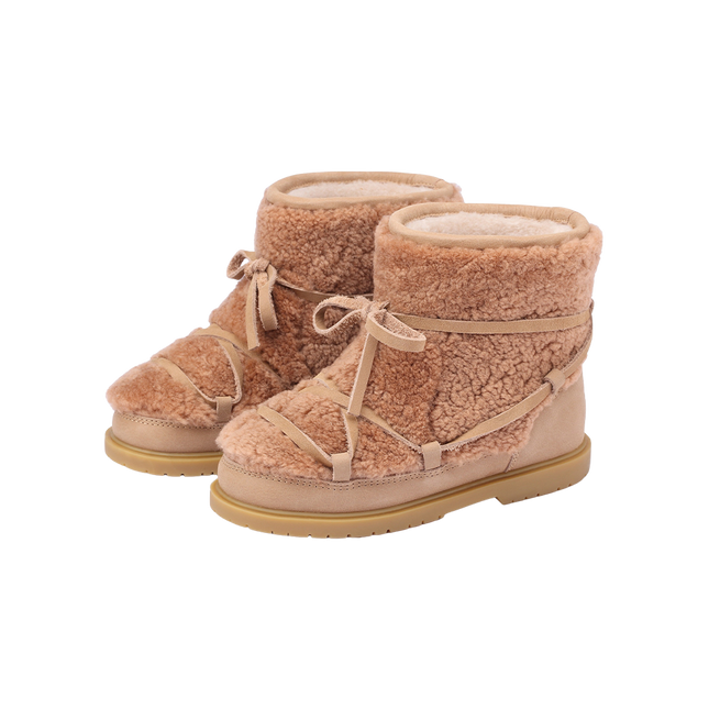 Cassia Boots | Beige Curly Sheep Wool