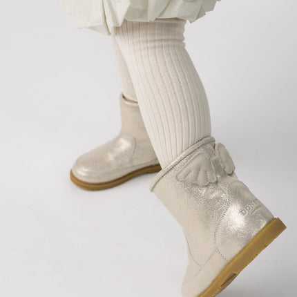Angela Boots | Wings | Silver Metallic Leather
