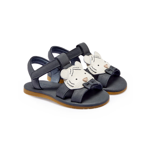 Dhalo Sandals | Festive White Tiger | Petrol Leather