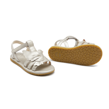 Fiyola Sandals | Dove | Off White Metallic Leather