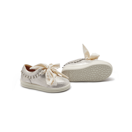 Lexley Sneakers | Kindersneakers | Silver Metallic Leather