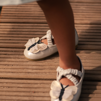 Mileni Ballerinas | Silver Blue Metallic Leather