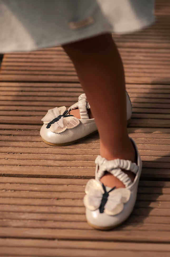 Mileni Ballerinas | Silver Blue Metallic Leather