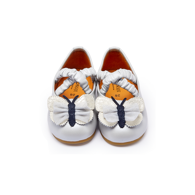 Mileni Ballerinas | Silver Blue Metallic Leather