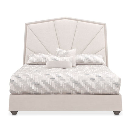 Michael Amini Fantosini King Tufted Panel Bed - Silver Mist