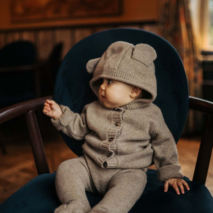 Brittan Merino Wool Cardigan | Bear | Milk Chocolate Melange