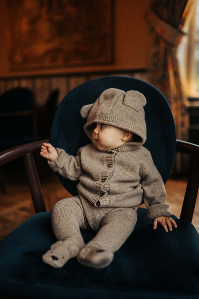Brittan Merino Wool Cardigan | Bear | Milk Chocolate Melange