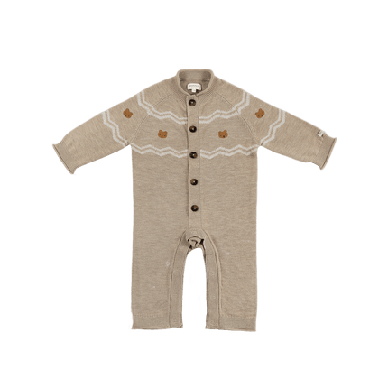 Guillaume Merino Wool Jumpsuit | Bears | Latte Melange
