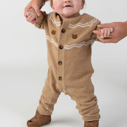 Guillaume Merino Wool Jumpsuit | Bears | Latte Melange