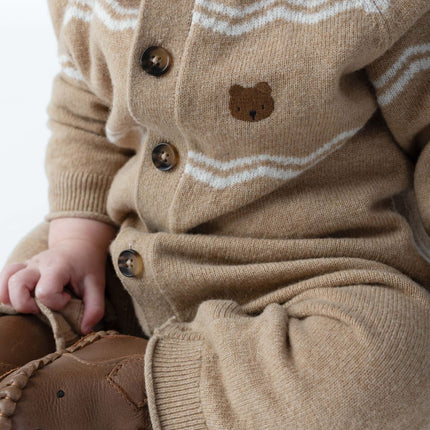 Guillaume Merino Wool Jumpsuit | Bears | Latte Melange