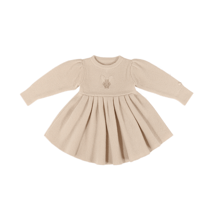 Vikkie Merino Wool Dress | Meisjesjurk | Fluffy Bunny | Soft Sand