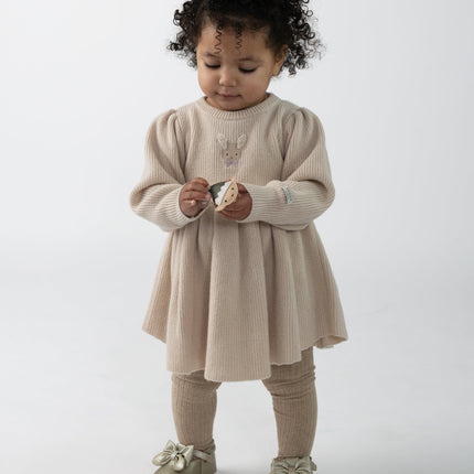 Vikkie Merino Wool Dress | Meisjesjurk | Fluffy Bunny | Soft Sand