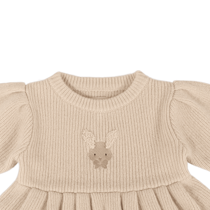 Vikkie Merino Wool Dress | Meisjesjurk | Fluffy Bunny | Soft Sand