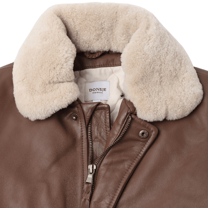 Yuki Leather Jacket | Kinderjas | Bear | Cognac Leather