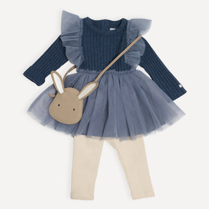 Bilie Dress | Meisjesjurk | Royal Blue Melange