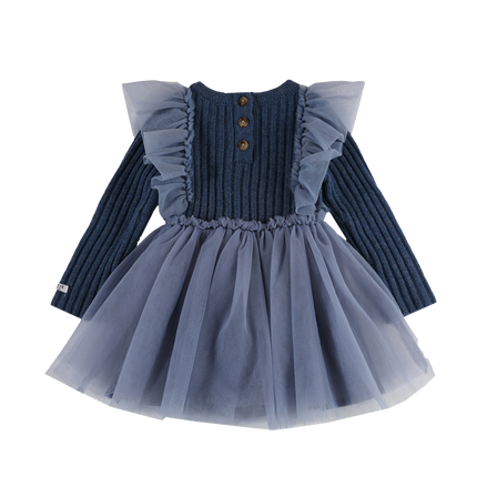 Bilie Dress | Meisjesjurk | Royal Blue Melange