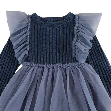 Bilie Dress | Meisjesjurk | Royal Blue Melange