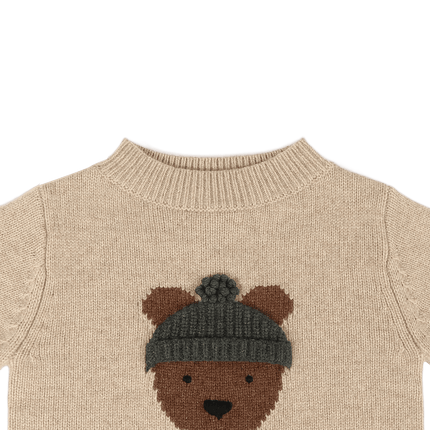 Denn Merino Wool Sweater | Kindertrui | Bear | Biscotti Melange