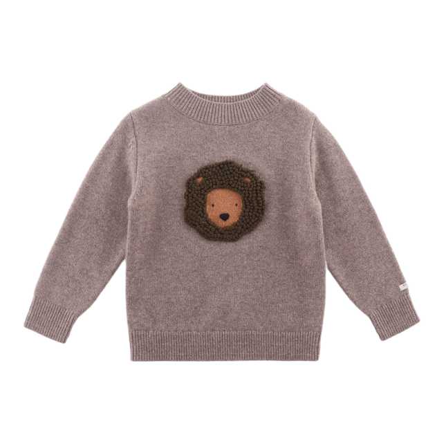 Denn Merino Wool Sweater | Leo | Dark Taupe Melange