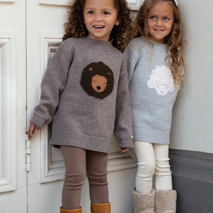 Denn Merino Wool Sweater Leo Dark Taupe Melange | Kindertrui