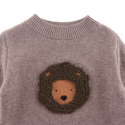 Denn Merino Wool Sweater Leo Dark Taupe Melange | Kindertrui
