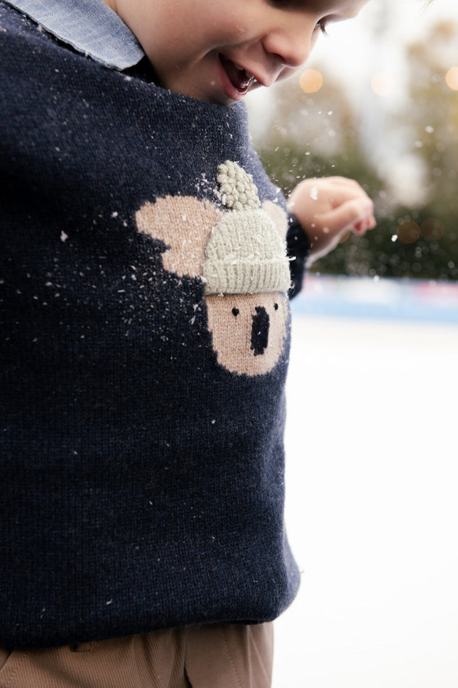 Denn Merino Wool Sweater | Koala | Blue Marine Melange