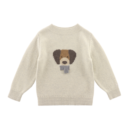 Denn Merino Wool Sweater Dog Arctic Ivory Melange | Kindertrui