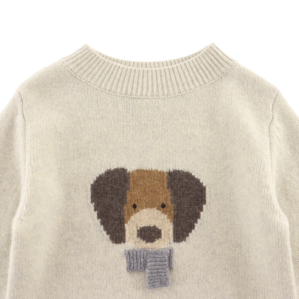 Denn Merino Wool Sweater Dog Arctic Ivory Melange | Kindertrui