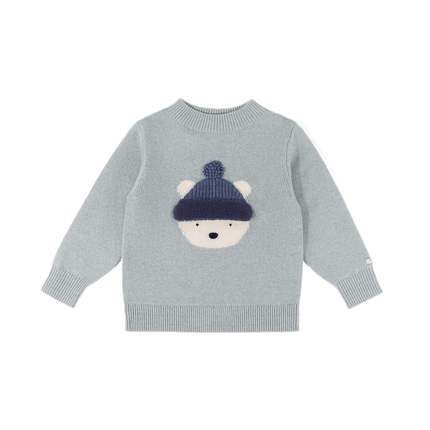 Denn Merino Wool Sweater | Kindertrui | Polar Bear | Cloud Blue Melange