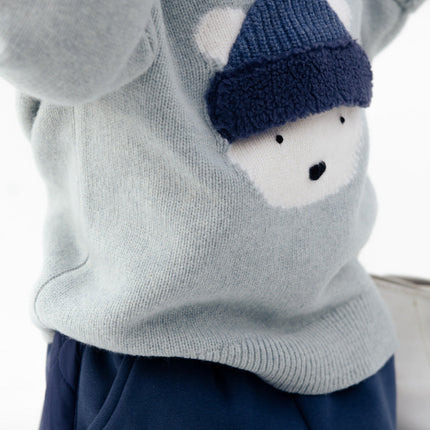 Denn Merino Wool Sweater | Kindertrui | Polar Bear | Cloud Blue Melange