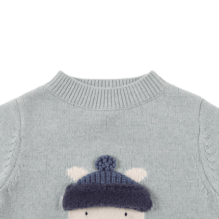 Denn Merino Wool Sweater | Kindertrui | Polar Bear | Cloud Blue Melange