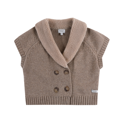 Nannie Merino Wool Waistcoat | Bodywarmer | Milk Chocolate Melange