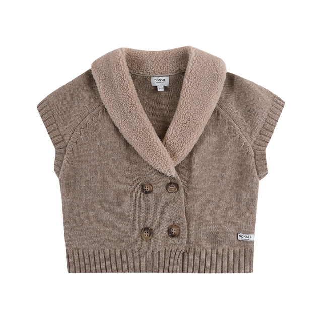 Nannie Merino Wool Waistcoat | Milk Chocolate Melange