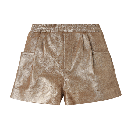 Ronie Leather Shorts | Kindershort | Rose Brown Metallic