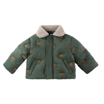 Florus Jacket Bears Thyme | Kinderjas | Bomberjack met faux-fur kraag