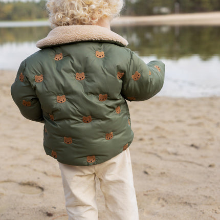 Florus Jacket Bears Thyme | Kinderjas | Bomberjack met faux-fur kraag