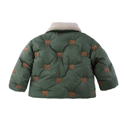 Florus Jacket Bears Thyme | Kinderjas | Bomberjack met faux-fur kraag