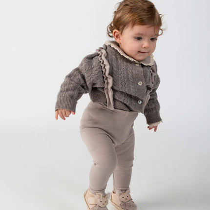 Danik Merino Wool Cardigan | Kindervest | Dark Taupe Melange