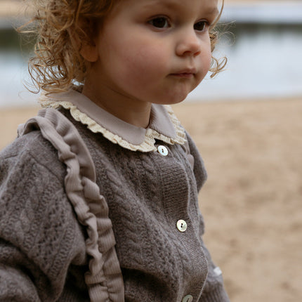 Danik Merino Wool Cardigan | Kindervest | Dark Taupe Melange