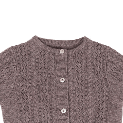 Danik Merino Wool Cardigan | Kindervest | Dark Taupe Melange