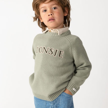 Fionn Merino Wool Sweater Desert Green | Kindertrui
