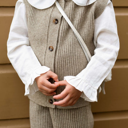 Tjitske Vest Sesame Melange | Bodywarmer | Gebreide bodywarmer