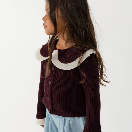 Zoila Cardigan | Kindervest | Aubergine