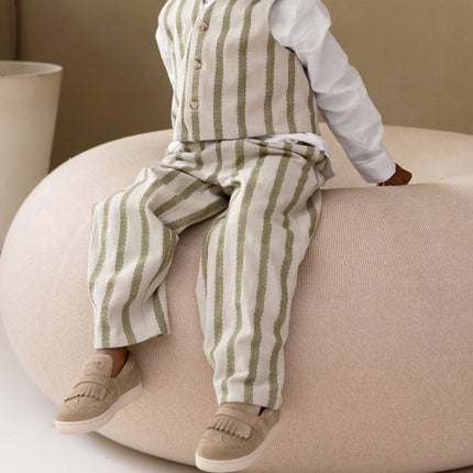 Mazen Trousers | Light Green - Green Striped