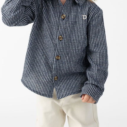 Chee Shirt | Navy Blue - White Striped