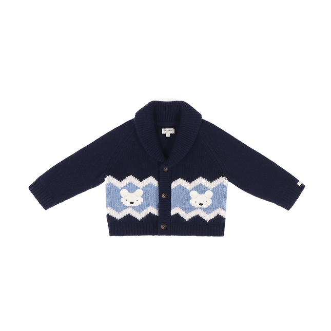 Kwinten Merino Wool Cardigan | Polar Bears | Navy Blue
