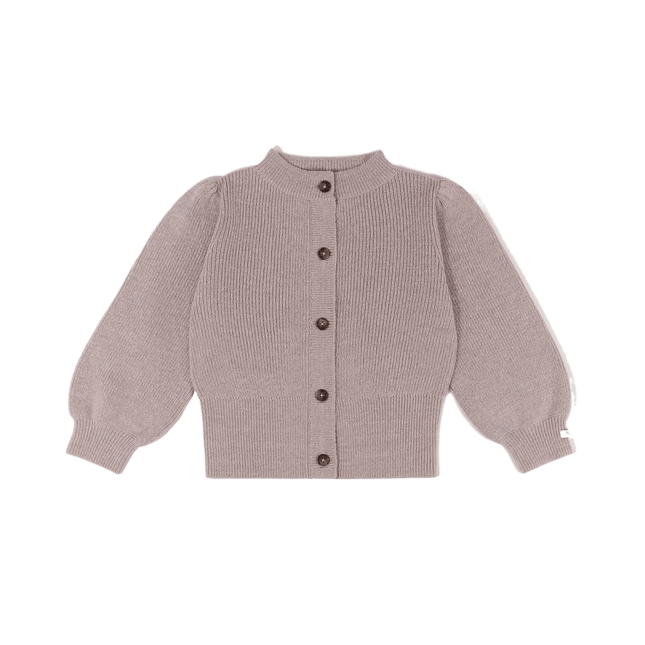 Yorien Cardigan | Kindervest | Lavender Brown Melange Glitter