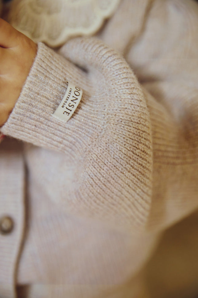 Yorien Cardigan | Kindervest | Lavender Brown Melange Glitter