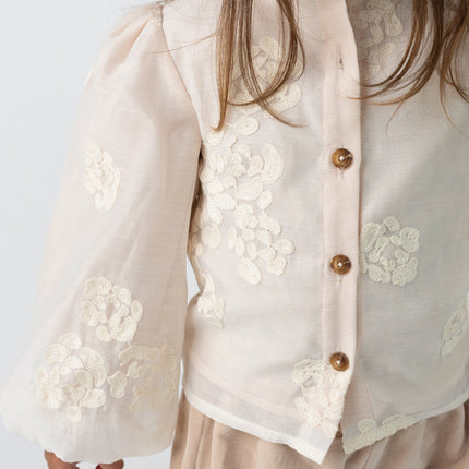 Opali Blouse | Kinderblouse | Soft Powder - White Blossom