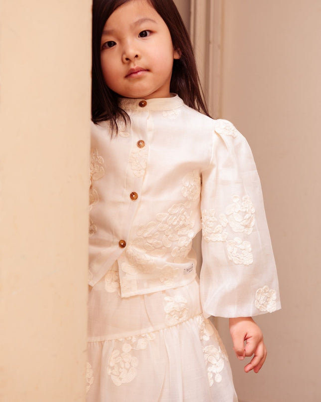 Opali Blouse | Kinderblouse | Warm White Blossom